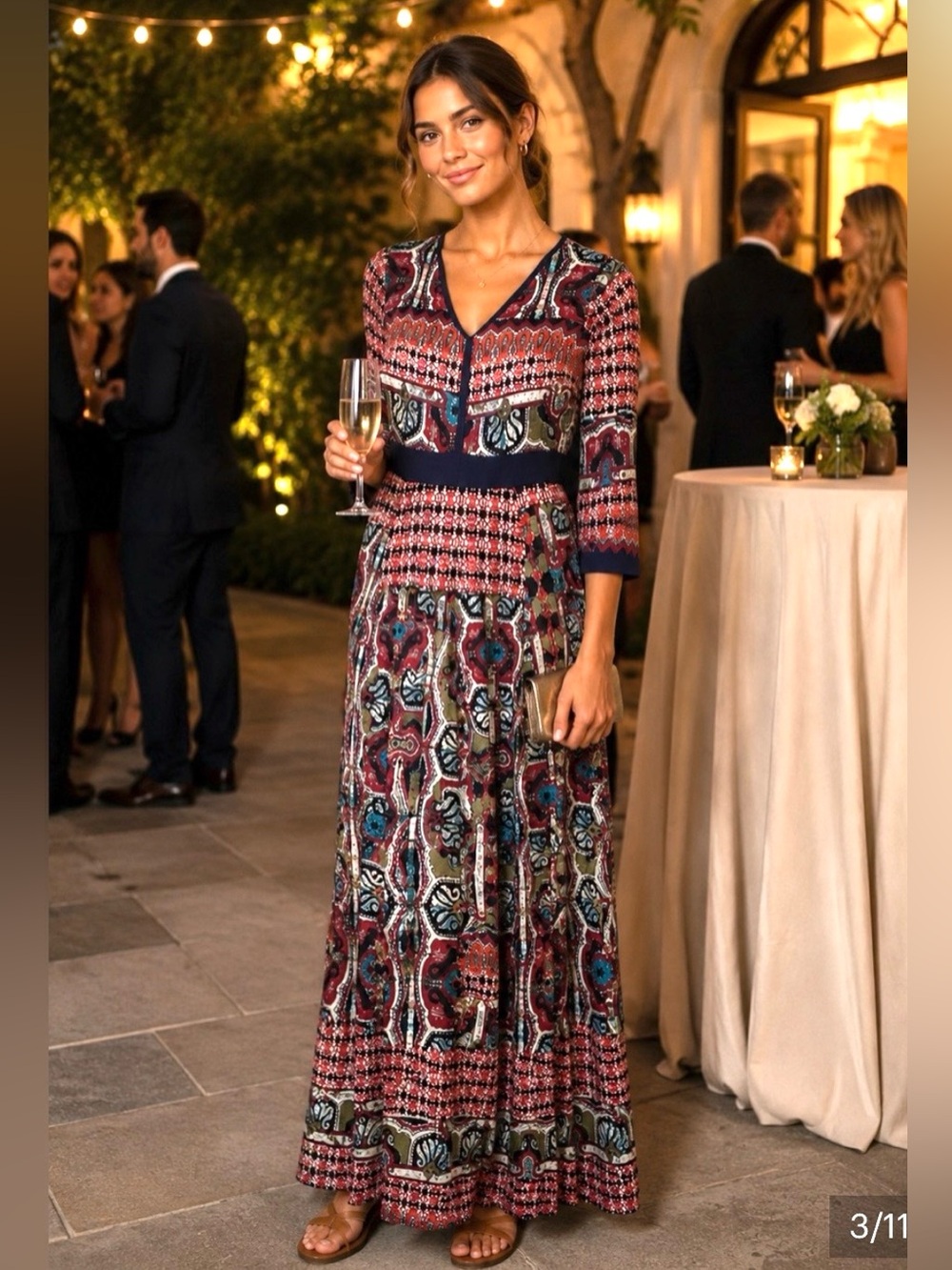 Chloe Oliver Boho Paisley Maxi‎ Dress V-neck sales Empire Waist Flowy Sz XS